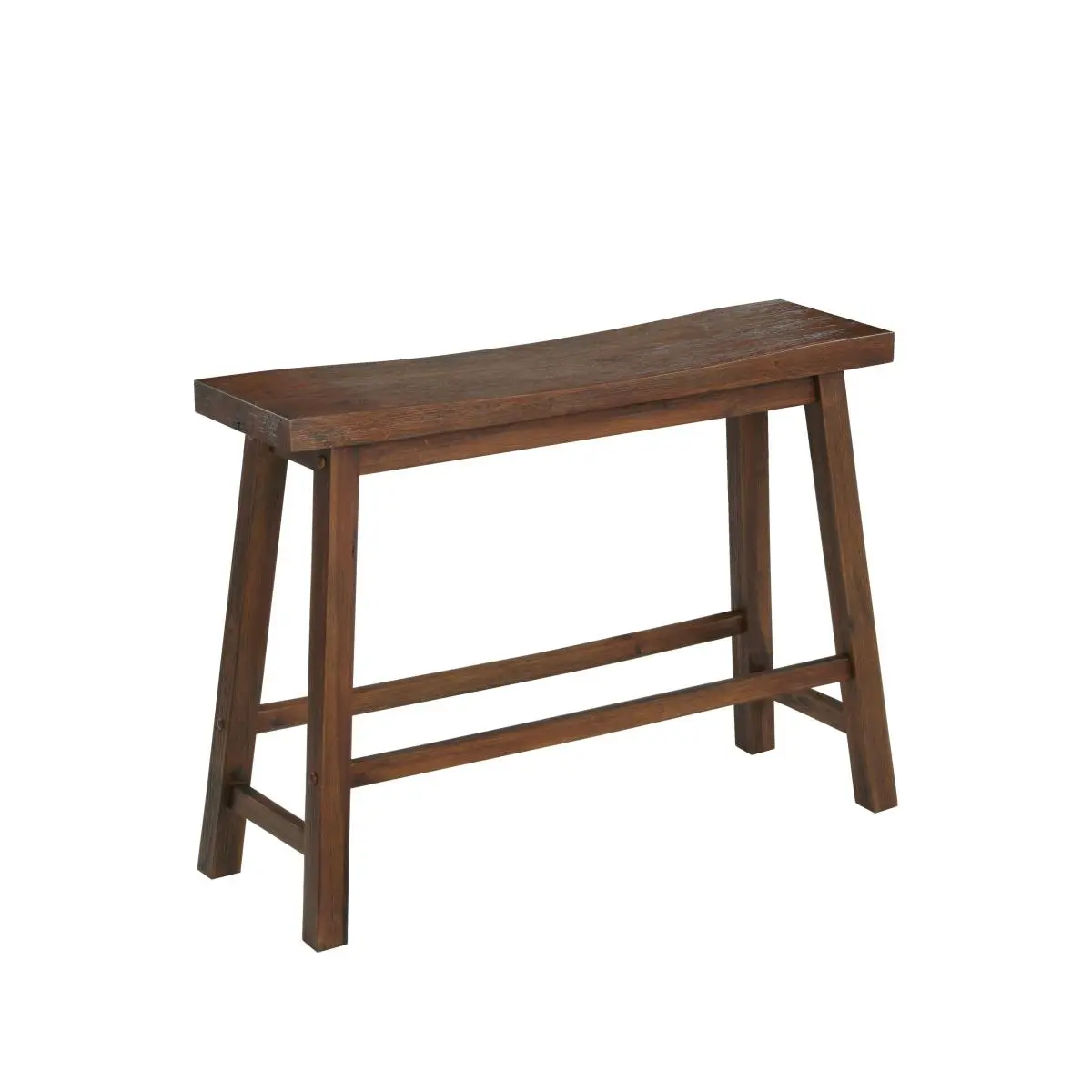 Boraam Sonoma Indoor Bench - Chestnut Wire-Brushed Finish, Rustic Eco-Friendly Contoured Design, Ergonomic Saddle Seat, 2 Seats, Ideal for Farmhouse Decor & Farmhouse Decor Enthusiasts