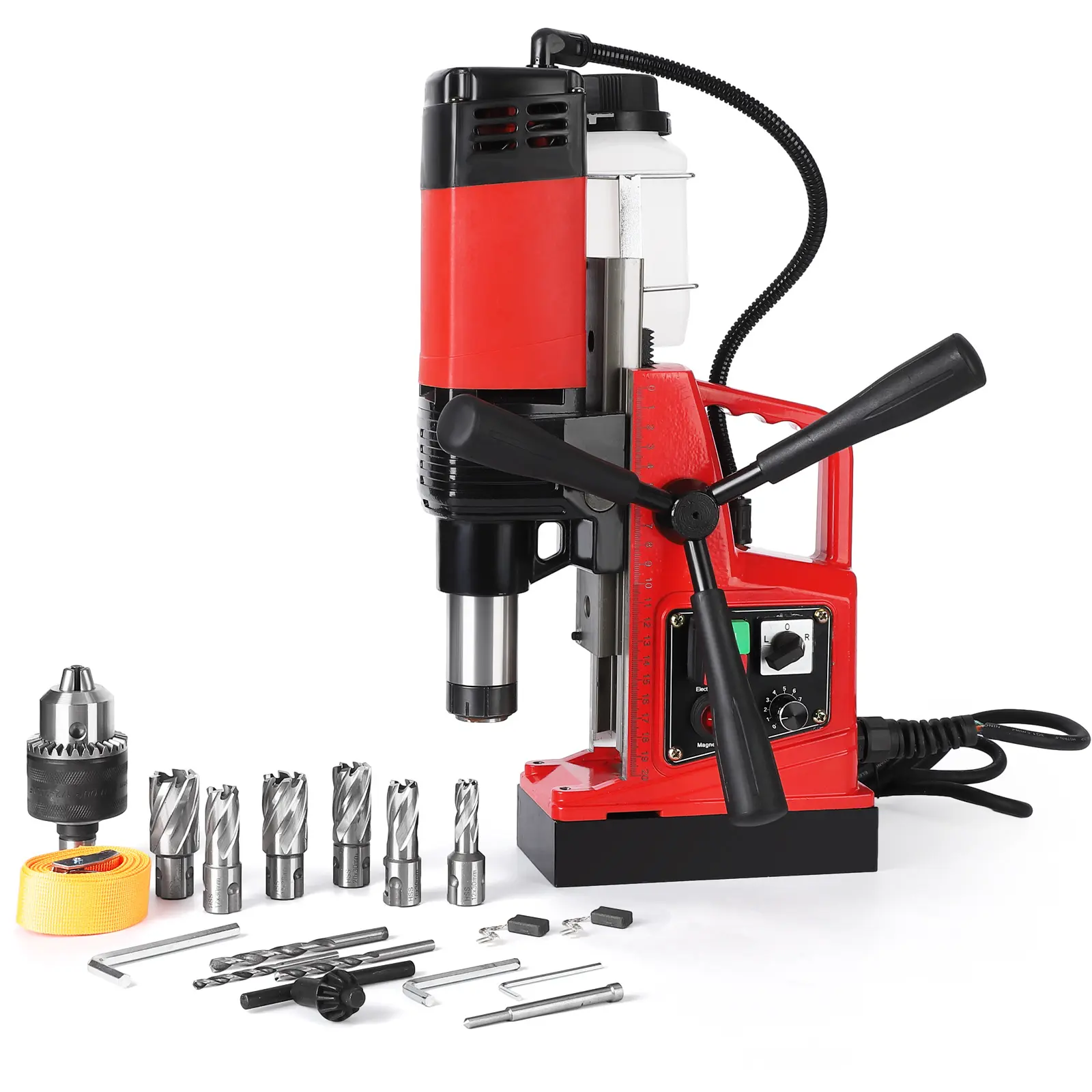 Magnetic Drill Press, Portable Electric Mag Drill Machine for Metal with Drilling Bits, Electric Drilling Machine For Metalworking, 700-500 RPM