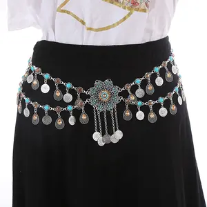 Bohemian Style Tassel Coin Waist Chain Belt - Vintage Bohemian Metal Belly Dance Accessory, exquisite round design, suitable for women, perfect for casual outings, parties, festivals, evening events, etc. | Exquisite Round Design Belt