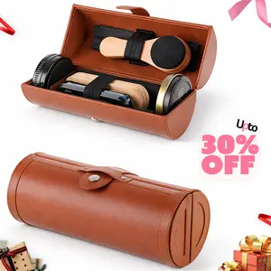 Premium Shoe Shine Kit with PU Leather Travel Case | Complete Shoe Care & Polishing Set for Leather Shoes | Portable Shoe Cleaning & Shine Kit