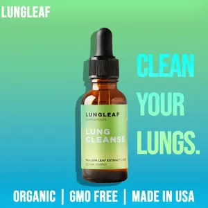 LungLeaf Lung Cleanse - Organic Mullein Leaf Extract for Healthier Lungs - Healthcare, Fitness Supplement Edible Natural Dietary Solution Bathroom Vitamin