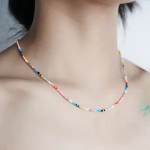 Shmart Bohemian Style, Eco-friendly, and Sustainable Handmade Colorful Miyuki Bead Collar Necklace.