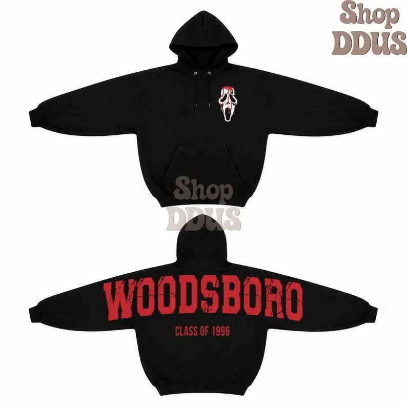 Woodsboro Class of 1996 Hoodie, Retro Horror Movie Sweatshirt, Ghostface Inspired Halloween Fan Apparel