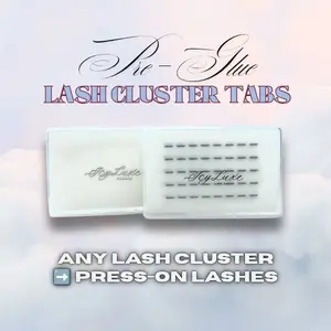Lash Cluster Tabs - Pre-Glue Press-On Lashes Self-Stick Extensions - Strong Hold Water-Resistant Black Clear 200 Glue Tabs for DIY Lash Clusters