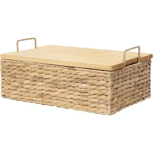 Hyacinth Woven Basket with Lid, Multi - Functional Wicker Organizing Baskets (Large)