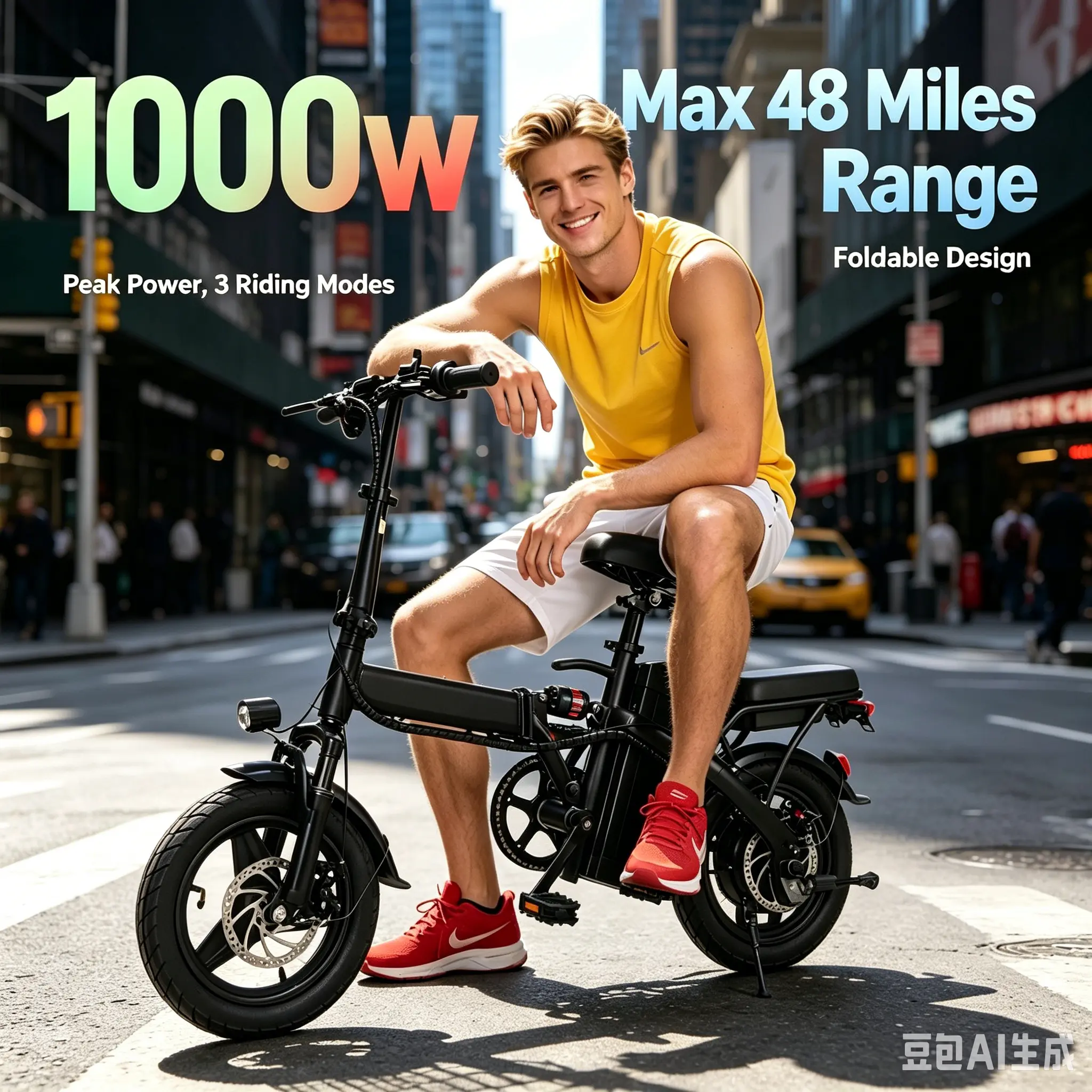 UL2849 Certified,Easy Storage- Long Range 45 Miles | E14 Urban Folding E-Bike 1000W, 12-Month Warranty,  Enhanced Safety Battery, Dual Disc Braking System |  14" Compact Tires,