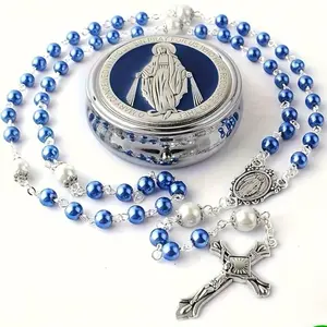 Rosario Católico de Cuentas de Vidrio, Diseño Sencillo y Elegante para Uso Diario y Festivo, Ideal como Regalo de Cumpleaños y Celebraciones, Rezar a diario