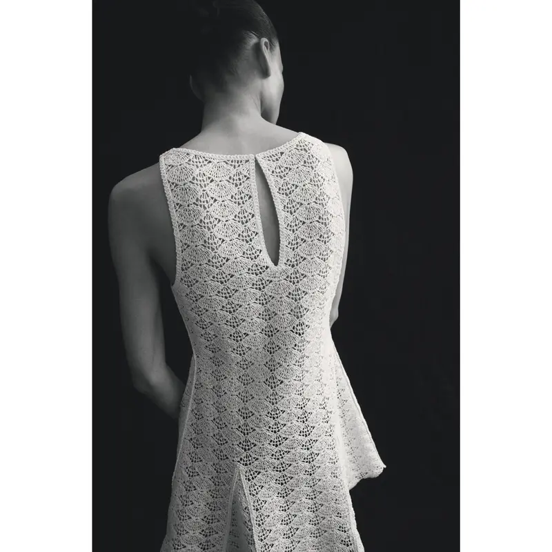 h&m white crochet dress Women's White Crochet-Look Beach Dress