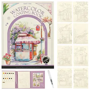 Creative Stress Relief Kit Paint Art Watercolor Book Painting Kit Watercolor Painting Book for Adult for Beginner and Enthusiast