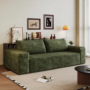 Eyisean Boneless Couches for Small Spaces Compressed Sofa Loveseat No Assembly Requried with Corduroy Fabric for Living Room & Bedroom & Apartment Furniture