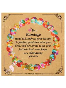 Flamingo Style Charm Beaded Bracelet for Women, Durable Elastic Design, Perfect for Mothers' Day & Easter Gifts, Ideal for Daily Wear