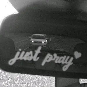 JUST PRAY 2 PACK Decal Christian Rearview Mirror Sticker - Simple Design with Heart Symbol