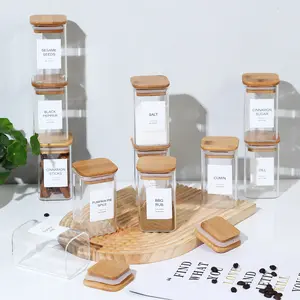 12-piece set of round spice jars and storage containers, moisture-proof with label paper