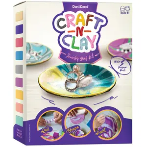 Dan & Darci Craft ’n Clay Jewelry Dish Kit – 3 Air‑Dry Clay Dishes to Paint & Decorate with Gems & Sparkle