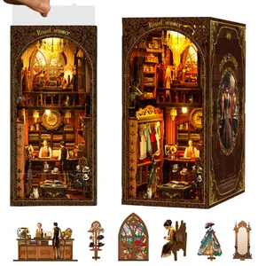 Book Nook Kit - DIY Art Nouveau Tailor Shop with LED Lights, 3D Wooden Puzzle for Bookshelf, Complete Craft Set for Teens & Adults, Unique Miniature House Decor