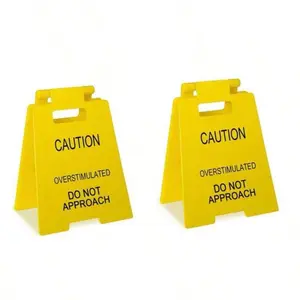 1 Pc Caution Overstimulated Desk Sign - Funny Office Desk Warning Signs For Colleagues, Employees, And Bosses, Durable And Lightweight Workspace Warning Signs And Office Decorations