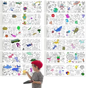Children's Drawing Roll, Coloring Paper Roll for Kids Gift, 120 * 12 Inches DIY Painting Drawing Paper Roll, Sticky Drawing Paper Roll, Early Educational Toys for Kids