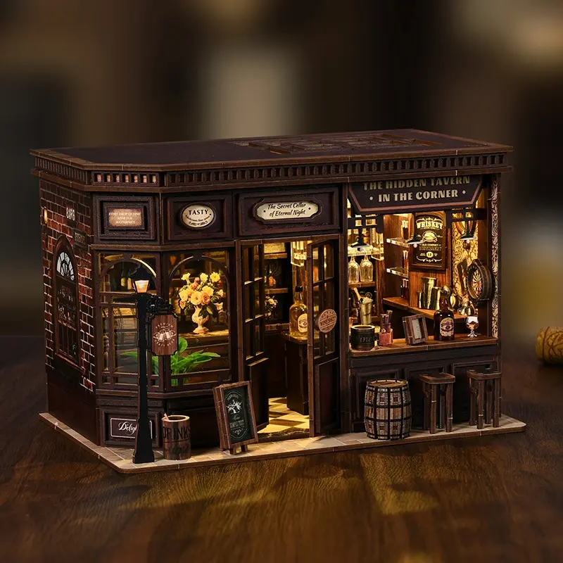 【Corner tavern】 book nook diy kit for adults tiny house diy hut 3D three-dimensional hand-assembled booklet toy house, Birthday gift toy house,book nook,mini house,doll house,wooden dollhouse kit,victorian dollhouse,miniature house kit,miniature kit