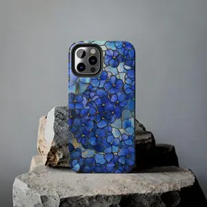 Blue Hydrangea Stained Glass Phone Case Wildflower Floral Artful Aesthetic Vintage Case Gift iPhone 17 16 15 14 13 12 11 Pro Max Plus & Samsung Galaxy S26 S25 S24 S23 S22 Ultra Casing Tough Phone Cases