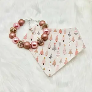 Pink Holiday Forest Necklace for Dogs - Dog Accessories - Pet Necklace - Holiday Christmas - Animal Lover Gift - Collar - Pet Jewelry
