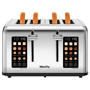 Mecity 4-Slice Touchscreen Toaster with Stainless Steel & 6 Browning Settings, Silver