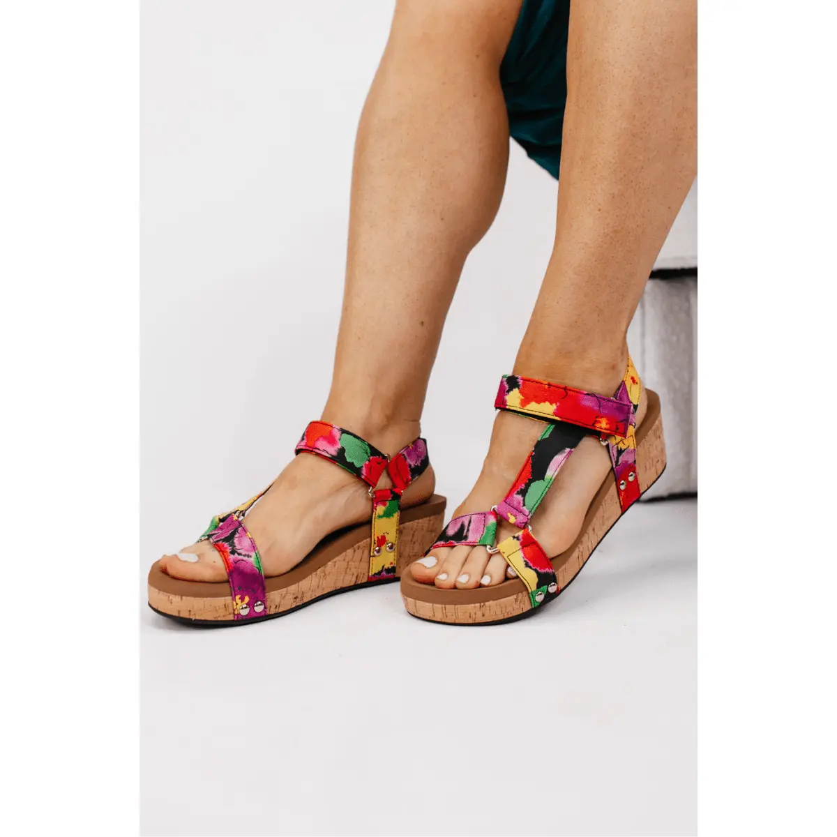 Corky's Black Floral Don't Tempt Me Sandals