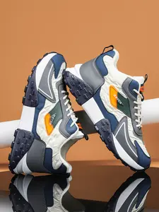 Men's Brown-Yellow Plus Size Retro Dad Shoes, Casual Sneakers, Fashion Sneakers, Trendy Street Style, Leather & Mesh Spliced Material, Sufficient Sizes & Comfortable, Ideal for Plus-Size Men's Daily Outfits & Outdoor Outings