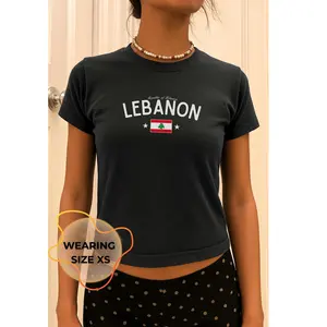 Lebanon Flag Baby Tee, Y2K Graphic T-Shirt for Women, Lebanese Pride Slim Fit Top, Middle East Travel Cute Baby Tee