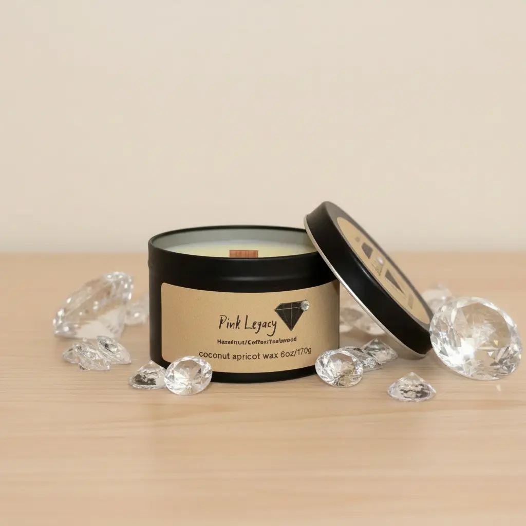 Pink Legacy Diamond Candle - 6oz Black Tin