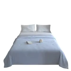 Class A Maternity & Baby Cooling Silk Summer Quilt X-Core Silky Solid Color Ice Silk Nylon Thin Quilt for Single Bed Air Conditioner Friendly Comfortable Sleep Bedding All-Season set