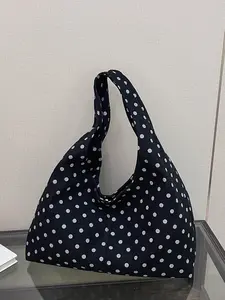 Vintage style exquisite polka dot tote bag, casual and simple versatile large capacity shoulder bag, Crossbody Bag, can accommodate tablets and files, suitable for daily commuting, shopping, socializing, and gatherings