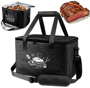 Large Insulated BBQ Meat Resting Bag, Leakproof Waterproof Aluminum Foil Meat Insulated Bag with Zipper, 3-Layer Thermal Protection Reusable Cooler Bag for Outdoor Grilling Smoker Turkey BBQ Party Picnic