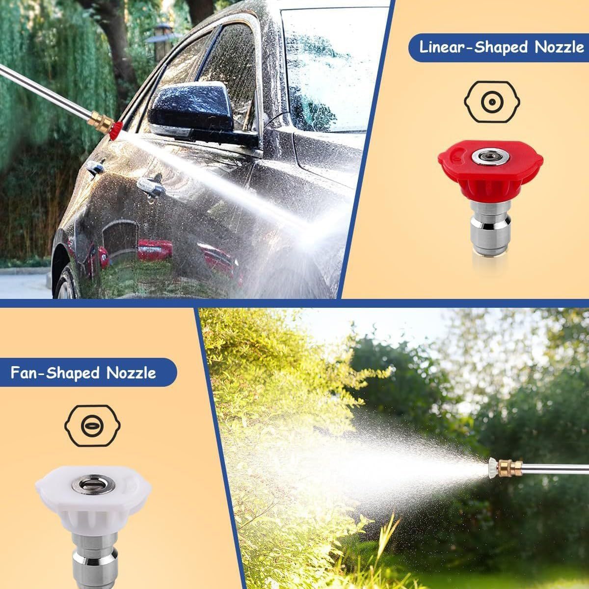 High Pressure Hose Nozzle for Garden: Metal Power Washer Wand Jet Nozzle with 2 Spray Tips Heavy Duty Brass Connector, Hose Pressure Cleaner for Car, Patio, Driveway, Deck Cleaning (black) High Pressure Hose Nozzle for Garden: Metal Power Washer Wand Jet Nozzle with 2 Spray Tips Heavy Duty Brass Connector, Hose Pressure Cleaner for Car, Patio, Driveway, Deck Cleaning (black)