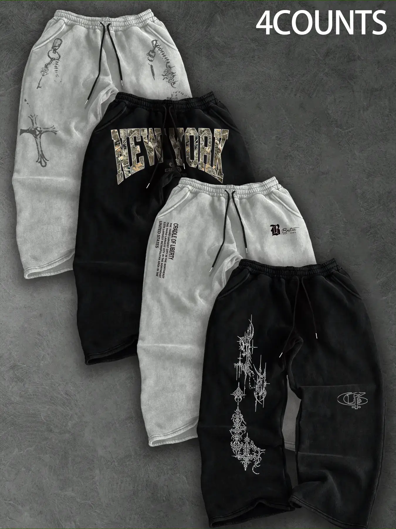 Trendy Street Style Drawstring Sweatpants, Angel Print, Casual Fashion, Comfortable Fit, All-Occasion Wear, Home & Outdoors Essentials