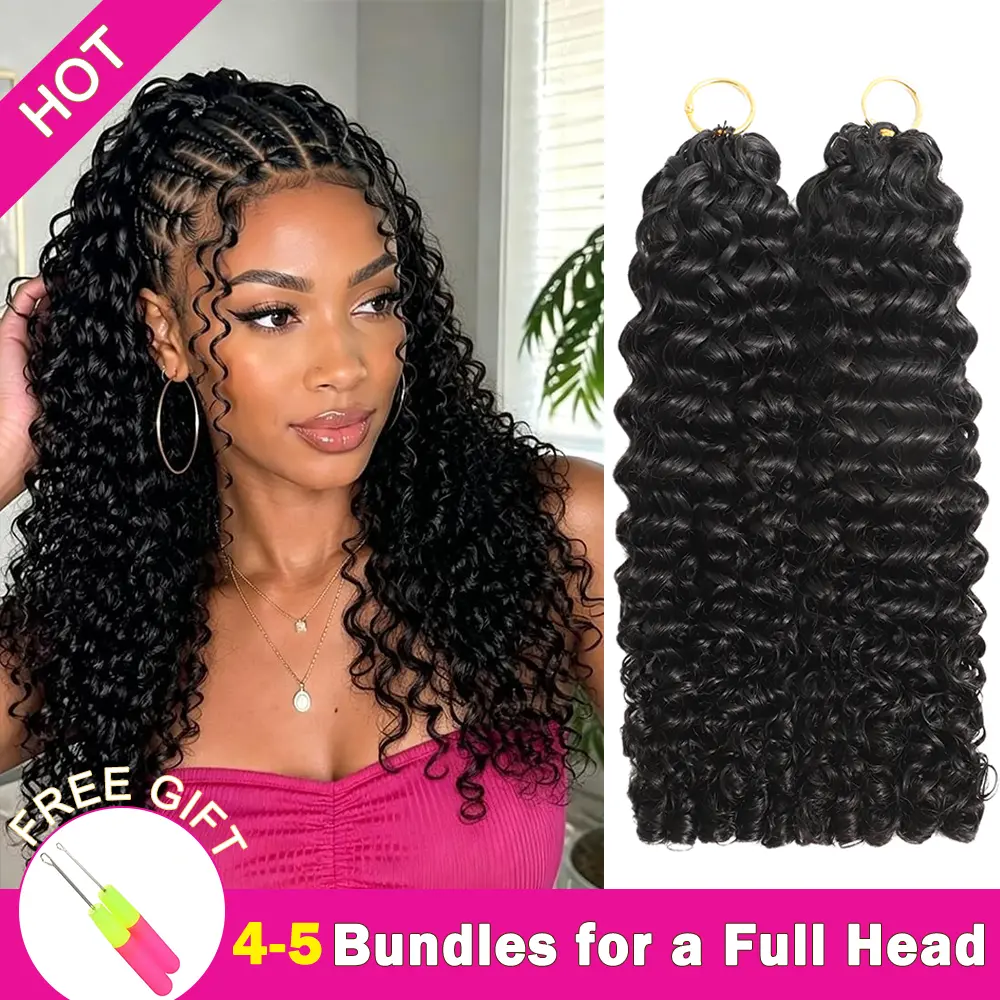 Asakiss Crochet Human Hair for Miracle Knots Boho Braids Knotless Water Wave Pre-Separated, 50g/Pack 40 Strands/Pack Time-Saving Burmese Curly Crochet Hair Extensions 4-5 Packs for Full Head Lightweight Protective Styles Vacation Hair