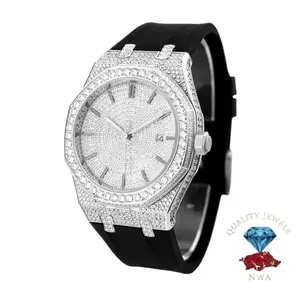 Hip Hop Diamond Watch Jewelry Square Bezel VVS Moissanite Watch Parts Customized Band Iced Out No Logo Mens Bust Down Watch