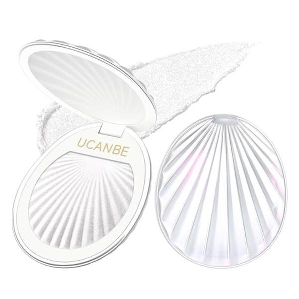 UCANBE Shell Gel-to-Powder Shimmer Highlighter Makeup - Ultra-Blendable Diamond Highlighter for Face & Body, Long-Lasting Luminous Glow, Buildable Radiant Finish