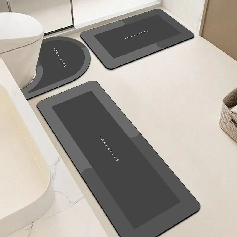 Soft Absorbent Bathroom Non-Slip Mats Set, Washable Toilet U-Shaped Mat, Entrance Door Mat, Modern Home Decor, Hand Washable, Anti-Slip Backing, Bathroom Rugs Set, Bathroom Rug Sets