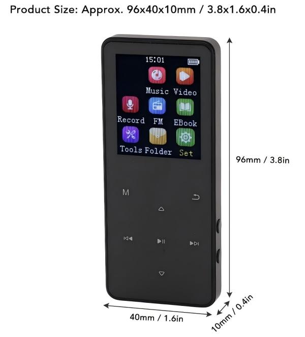 Portable Bluetooth 5.0 MP3 Player, Mini Music Player with Speaker, FM Radio, Voice Recorder, Perfect Gift for Kids, Students, Sport & Daily Use