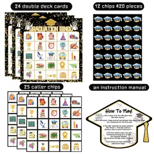 2026 Graduation Bingo Game Card, for 24 Players, Fun Graduation Party Activity, High School/college Party Supplies