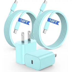 For iPhone 17 Charger, 20W USB C Fast Charging Block and 10Ft Type C to C Cable Cord Long for iPhone 17/16/15 Plus/15 Pro Max/16 Pro,iPad Pro