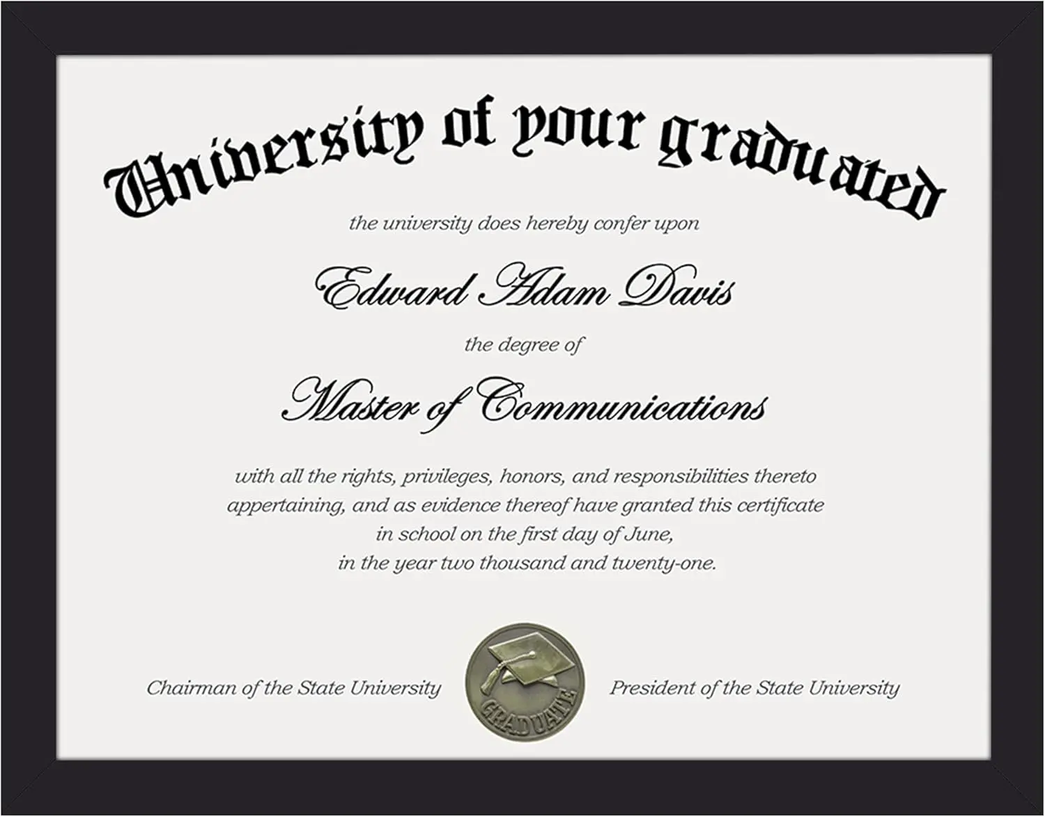 Certificate Frame, 8.5 by 11 Diploma Frames, 1 Pack, Black | Clear Plexiglass, 8.5x11 Document Degree Frames for Gallery Wall and Tabletop, Graduation Gift
