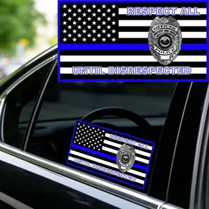 3PCS REDPECT ALL UNTIL DISRESPECTED Car Stickers, Decal For Cars, Police Flag-Blue-Respect Until Decal Vinyl, Waterproof and Self-adhesive, Universal Car Sticker, Suitable for Car Bumpers, Windows, Body, and Motorcycles