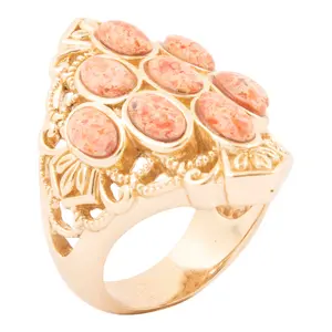 Sanibel Orange Coral Golden Drop Ring
