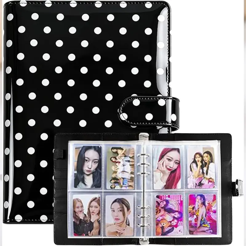 A5 Dot Album Kpop Trading Card Binder - 6-Ring Magnetic Buckle Closure, 30 4-Pocket Pages, Collector Album for Organizing Kpop Photocards