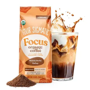 Four Sigmatic Focus Mushroom Coffee | Organic Ground Coffee with Lion's Mane Mushroom and Chaga for Better Focus and Immune Support | 12oz Bag
