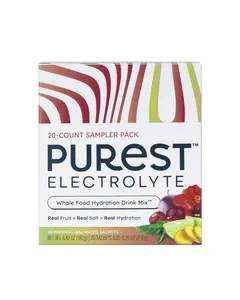PUREST ELECTROLYTE 20-Count Sampler Organic Whole Food Hydration Drink 100% Sea Salt Mineral Balanced Sachets
