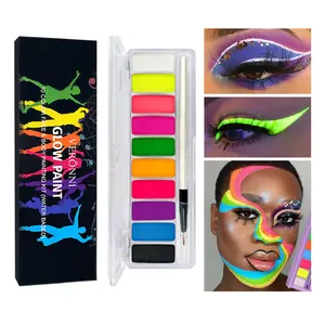 Veronni 10 Color Luminous Water-Soluble Oil Paint for Halloween & Christmas Makeup Smooth Paste Safe Ingredients Quick Removal Glow-in-the-Dark Body Paint