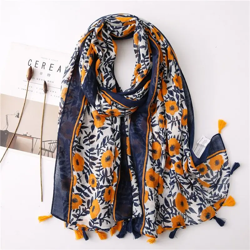 Lovely Patchwork Aztec Floral Tassel Viscose Shawl Scarf Lady High Quality Wrap Headband Bufandas Muslim Hijab Sjaal 180*90Cm
