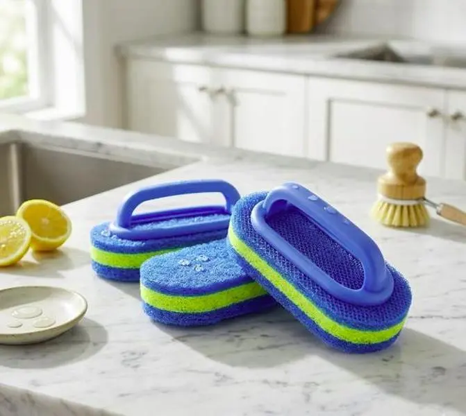 Scrub Sponges & Scouring Pads with Durable Polypropylene Bristles, Sturdy Comfortable Handle, Effective Cleaning Solution, Versatile Household Cleaning Tools for Bathroom & Pool Maintenance